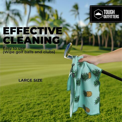 Tough Outdoors Golf Towel (15"x 25") - Golf Bags for Men & Women-Golf Bag Towel, Golf Club Towel & Microfiber Golf Towel-Golf Rag with Clip in Saudi Arabia