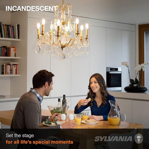 SYLVANIA F15 Décor Incandescent Light Bulb, 25W, Iridescent Finish, 205 Lumens, Medium Base, 120V - 2 Pack (13821), Warm White in Saudi Arabia
