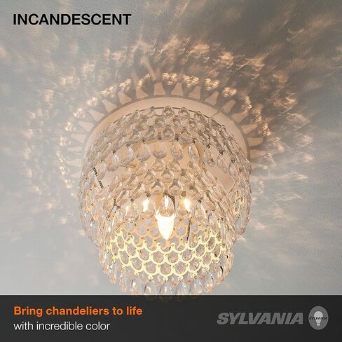 SYLVANIA F15 Décor Incandescent Light Bulb, 25W, Iridescent Finish, 205 Lumens, Medium Base, 120V - 2 Pack (13821), Warm White in Saudi Arabia