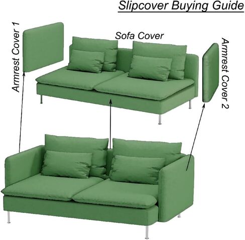 Durable Velvet Fabric Sofa Cover Compatible with IKEA SODERHAMN Couch Slipcover. Sofa Not Included! (Velvet Light Green, Sofa Section) in Saudi Arabia
