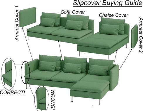Durable Velvet Fabric Sofa Cover Compatible with IKEA SODERHAMN Couch Slipcover. Sofa Not Included! (Velvet Light Green, Sofa Section) in Saudi Arabia