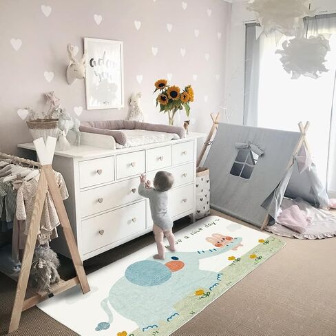ABREEZE Kids Runner Rug 5.3FT، سجادة منطقة طريق المدينة، سجادة لعب للأطفال غير قابلة للانزلاق وقابلة للغسل، سجادة أرضية كرتونية لطيفة لغرفة المعيشة وغرفة النوم والحضانة 2.7 × 5.3 بوصة in Kuwait