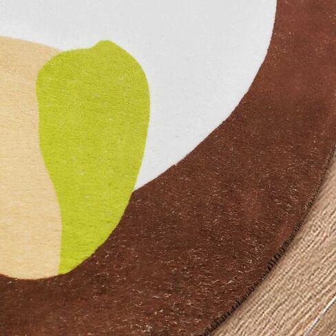 Round Rug Cute Cartoon Animal Plush Area Rug Fluffy Faux Wool Playroom Rug Non-Slip Kids Rug Washable Game Rugs Floor Mat for Kids Bedroom Nursery Living Room Playroom (Grey Bear, 47 inch) in Saudi Arabia