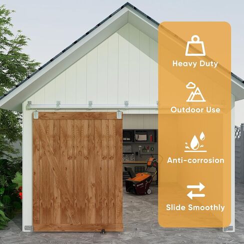 JUBEST 10FT Box Rail Exterior Barn Door Hardware Kit, Heavy Duty Sliding Barn Door Hardware, Wall Mount Barn Door Hardware for Single Door (Door NOT Include) in Saudi Arabia
