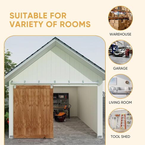 JUBEST 10FT Box Rail Exterior Barn Door Hardware Kit, Heavy Duty Sliding Barn Door Hardware, Wall Mount Barn Door Hardware for Single Door (Door NOT Include) in Saudi Arabia
