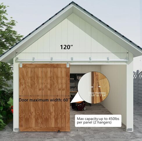 JUBEST 10FT Box Rail Exterior Barn Door Hardware Kit, Heavy Duty Sliding Barn Door Hardware, Wall Mount Barn Door Hardware for Single Door (Door NOT Include) in Saudi Arabia