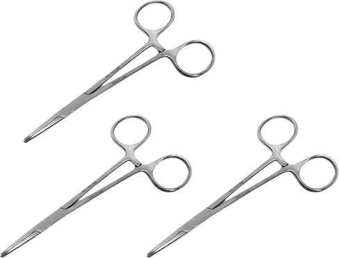 Cynamed Mosquito Hemostatic Forceps with Antiglare Coating (5 in.) - Premium Quality - Hemostat Clamping Pliers with Straight, Full Serrated Jaws (Pack of 5) in Saudi Arabia