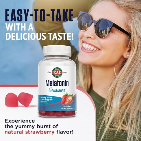 علكات الميلاتونين من KAL، مساعد النوم الميلاتونين 5 ملجم، الاسترخاء الصحي، مدة النوم، الجودة، تركيبة دعم الهدوء، نباتي، خالي من الغلوتين، نكهة الفراولة الطبيعية، 30 حصة، 60 علكة in Kuwait