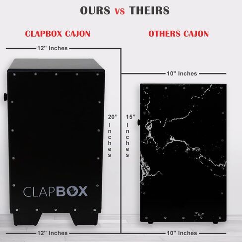 صندوق طبل كاجون من خشب البلوط (الارتفاع: 20 بوصة العرض: 12 بوصة الطول: 12 بوصة) - غير مصنوع في الصين - ثلاثة أفخاخ داخلية مع ميزات إضافية | الكاجون الأكثر شعبية على الإنترنت (أسود، CB50) in Kuwait