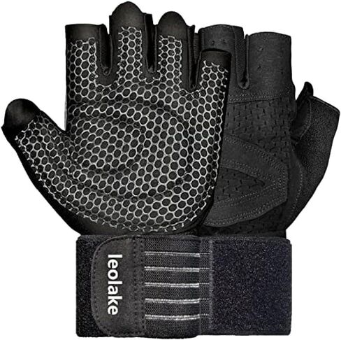 Ventilated Weight Lifting Gym Workout Gloves Full Finger with Wrist Wrap Support for Men & Women, Full Palm Protection, for Weightlifting, Training, Fitness, Hanging, Pull ups in Saudi Arabia