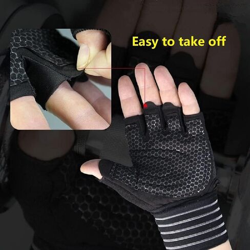 Ventilated Weight Lifting Gym Workout Gloves Full Finger with Wrist Wrap Support for Men & Women, Full Palm Protection, for Weightlifting, Training, Fitness, Hanging, Pull ups in Saudi Arabia