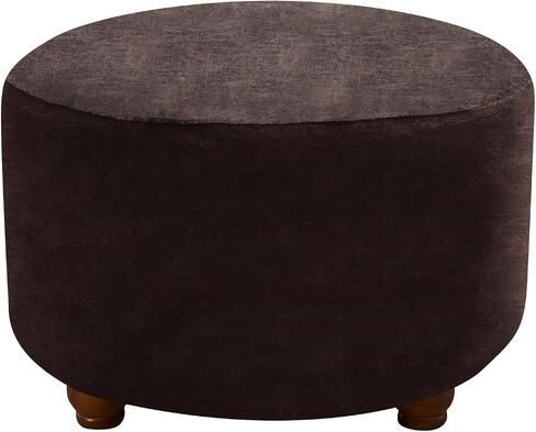 Ottoman Cover Round Storage Ottoman Slipcover Stretch Footrest Stool Covers Furniture Protectors Spandex Jacquard Fabric with Elastic Band (Medium, Dark Grey 1) in Saudi Arabia
