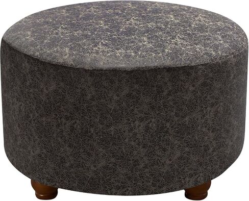 Ottoman Cover Round Storage Ottoman Slipcover Stretch Footrest Stool Covers Furniture Protectors Spandex Jacquard Fabric with Elastic Band (Medium, Dark Grey 1) in Saudi Arabia
