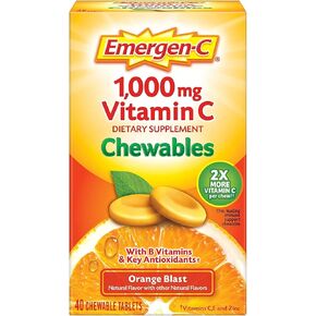 Emergen-C 1000 mg Vitamin C Chewables, Orange Blast, 40 ea - 2pc