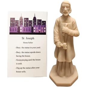 Saint Joseph Statue Joseph Figurine Resin for Selling House Protecting Home with Instruction Prayer Complete Set Solid,4.7"