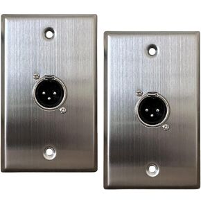 XLR Wall Plate, XLR Plugs and Plates, includes Two Dual 3-pin XLR Female Wall Plate, XLR Passthrough - Stainless Steel (Dual Port XLR Female)