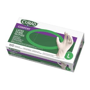 Curad Comfort Medical Gloves, Powder-Free, Latex, Size Large, Box of 100