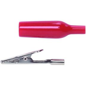 Pomona 2240-0# Nickel Alligator Test Clip with Banana Jack, Insulator Solderable, 2.3" Length, Red (Pack of 10) in Saudi Arabia