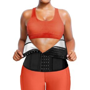SCARBORO Waist Trainer for Women Belly Fat Sauna Sweat Waist Trimmer Corset for Stomach Wrap Workout Belt Shaper Band Zipper