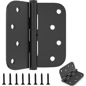 مفصلات أبواب من الفولاذ المقاوم للصدأ، مفصل باب خارجي/داخلي/أمامي مقاس 4 بوصات، مفصلات باب بزوايا نصف قطرها 5/8 بوصة مع دبابيس غير قابلة للإزالة ومفصلات شديدة التحمل (4 عبوات، فضي) in Kuwait