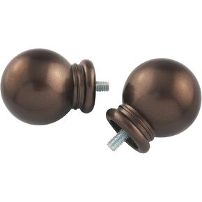 2PCS Brown Ball Curtain Rod Ends for 5/8 inch Diameter Plastic Roman Rod Curtain Header Ends Curtain Fittings Decorative Header Available Office Living Room Bedroom Bathroom Brown