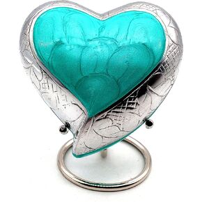 TURKESH Heart Keepsake Urn - Mini Ash Urn Small Handcrafted Cremation Urn for Ashes - Tribute to Your Loved One - Perfect for Adults & Infants with Free Premium Velvet Box & Display Stand (TURKESH)