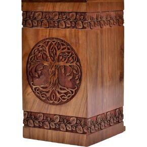 Tamanna Rosewood Urn For Human Ashes - Tree Of Life Wooden Box - Personalized Cremation Urn For Ashes Handcrafted Large Wooden Urn Box (S(8X4.75") 115Cu)