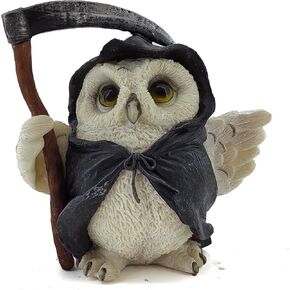 Pack of 2 Realistic Owls Halloween Decoration White Snow Owl in Witch Hat Home Decorative Sculptures Photo Props Collectible Gift (White+Brown)