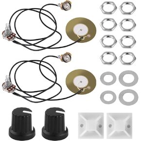2 Packs 50mm Piezo Pickup Transducer Prewired Amplifier with 6.35mm Output Jack for Acoustic Guitars, Ukuleles, and Cigar Box Guitars