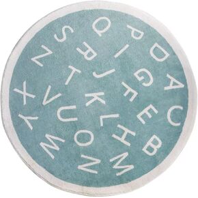 ABC Alphabet Round Rug for Kids Bedroom Play Mat Soft Plush Children Educational Learning Nursery Rug Washable Non-Slip Baby Crawling Mat Floor Carpet Playroom Circle Rug (Green, 39 inch/3.2 ft)