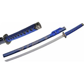 40" Blue Dragon Wood Handle Carbon Steel Martial Arts Katana with Engraved Scabard