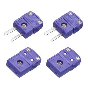 MECCANIXITY Mini E Type Thermocouple Wire Connectors Male Female Plug Adapter High Temperature 220°C(428°F) for Thermocouple Sensor Probe Purple 3 Set