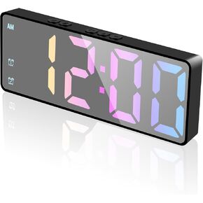 Digital Alarm Clock, 2024 Large LED Display Alarm Clock for Bedroom, USB/Battery Powered Digital Clock, Brightness Adjustment, Dual Power Supply, 12/24H