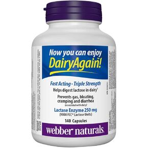 Webber Naturals Lactase Enzyme Extra Strength 140 Capsules