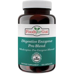 Digestive Enzyme Makzyme-Pro Blend & Probiotics Plus | 120 Capsules | Vegetarian Capsules | Free of Top Allergens | Support Digestive Health | Bloating & Gas Relief