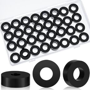 Multi Purpose Thick Neoprene Rubber Washers 3/4" OD x 3/8" ID x 1/4" Thickness Anti Vibration Neoprene Rubber Spacer Black Round Rubber Bushing for Home and Car Accessories (50 Pack)