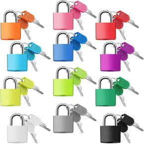 Photect Suitcase Locks with Keys Metal Padlocks Multicolor Mini Locks Small Luggage Locks Keyed Padlock for School Gym Classroom Home Schoolbag Backpack Matching Game Travel(Bright Colors, 15 Pcs)