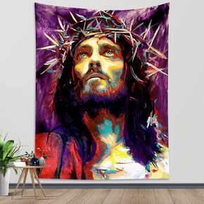 HVEST Jesus Tapestry Wall Hanging Christmas Tapestries Wall Decor Poster for Bedroom Living Room Dorm Holiday Party Wall Indie Decor Blanket, 40x60 Inchs