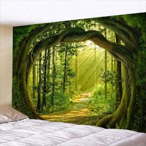 FENDROM Enchanted Forest Tapestry Nature Lanscape Green Tapestry Tree Cave Wall Tapestry Wall Hanging For Living Room Bedroom Home Decorations