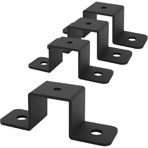 4Pcs Square Tube Strap Clamp, 1" x 1" Strap Post Ties, Black Deck Fence Post Tie Bracket, Square Tube Buckle, U-Shaped Pipe Clamp Bracket