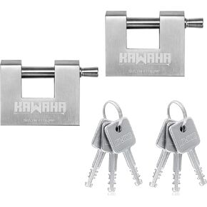 71/60-4PS Stainless Steel D-Shaped Padlock with Stainless Steel Key for Garage Door, Containers, Shed, Locker and Warehouse (2-3/4 inch, Keyed Alike - 4 Pack)