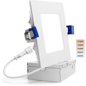 4 بوصة مربعة أدى ضوء السقف راحة أسود مع مربع تقاطع، ضوء السقف عكس الضوء للاختيار 2700k-5000k، مربعة راحة الإضاءة أدى للاستحمام، مربعة الإضاءة راحة (1 حزمة) in Kuwait