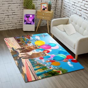 Cat Carpet Cool Cat Rug for Boys Bedroom Cat Rugs Area Rug Cat Rug for Kids Room Cat Print Rug Boys Room Decor Cat Rug for Living Room Playroom Indoor Outdoor Cat Welcome Mat, Black, 2.5x4 Feet