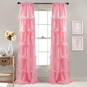 ستارة نيرينا من Lush Decor، لوحة نافذة مكشكشة شفافة للمعيشة، غرفة الطعام، غرفة النوم (مفردة)، 84 بوصة × 54 بوصة، عاجي