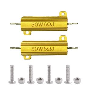 2pcs 8 ohm Resistor 50W ±5% Aluminum Housed Led Load Resistor for Doorbell, Led, Power Supply Equipment(Gloden)