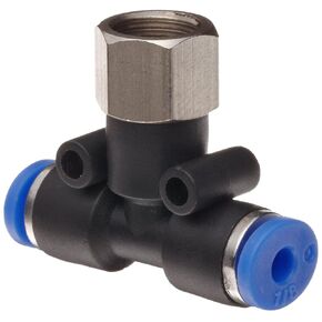 Brennan PCNY2602-02-02-02 Push-to-Connect Tube Fitting, PBT, Branch Tee, 1/8" x 1/8" Tube OD x 1/8" NPT Female