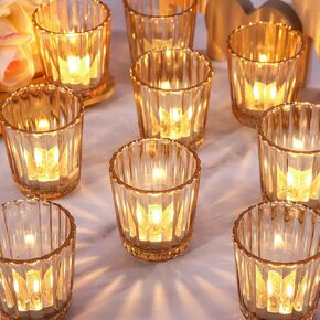 12pcs Clear Votive Candle Holders, Glass Candle Holders Bulk for Table Centerpiece, Tealight Candle Holders for Wedding, Birthday, Party, Home, Dinner Decor