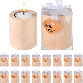 18 Pieces Wooden Tealight Candle Holder, Wood Tea lamp Candlesticks Tea Light Holder Thank You Gifts, Party Favors for Guests, Wedding Birthday Party Holiday Decoration