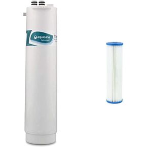 Aquasana AQ-RO3-RO Replacement Under Sink Water Filter, 1 Count (Pack of 1), White & EQ-PFC.35 Replacement Post Whole House Water Filter Systems, 1 Count (Pack of 1), White