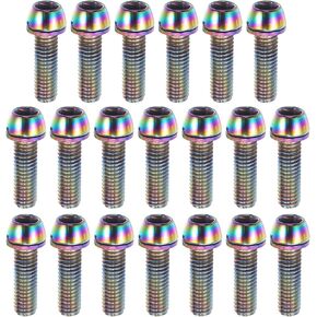 Tapered Bolts Screws for MTB Bike Bicycle Stem Durable M6x20mm Socket Head Cap Bolts Screws Nuts Steel Assorted Color (Set of 20)